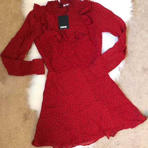NWT reformation spark dress flamenco red dot 2 - Picture 2 of 7